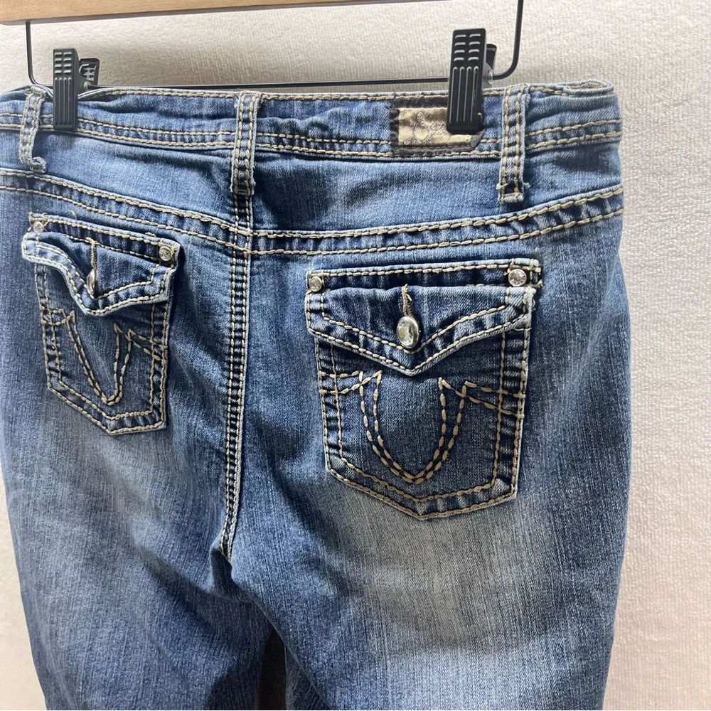 Earl Jean Flap pocket Bootcut‎ Jeans Womens 6 Blue Denim Stretch Cute 2930